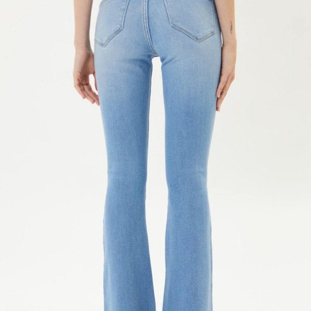 NEW KANCAN DENIM FLARE BOHEMIAN HIGH RISE JEANS size 15/31 slenderizing boho - Picture 4 of 6
